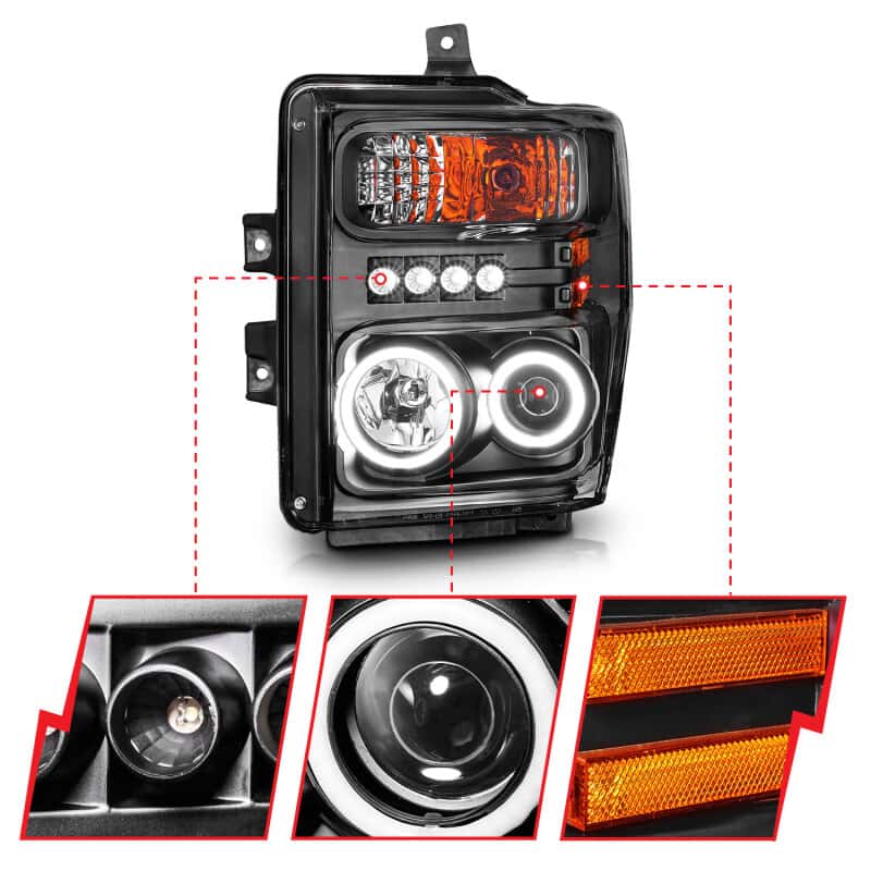 ANZO — ANZO 2008-2010 Ford F-250 Projector Headlights w/ Halo Black (CCFL)
Head Light Set
HdLtSet - view 10