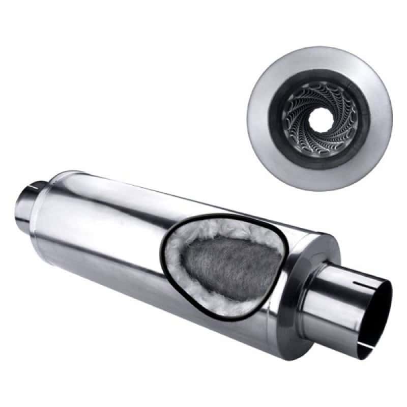 Diamond Eye Performance — Diamond Eye MFLR 4inID SGL IN/SGL OUT 7inDIA X 24in BODY 30in LENGTH LOUVERED SLOTTED ENDS 409 SS
MUFFLER 4in. - view 3