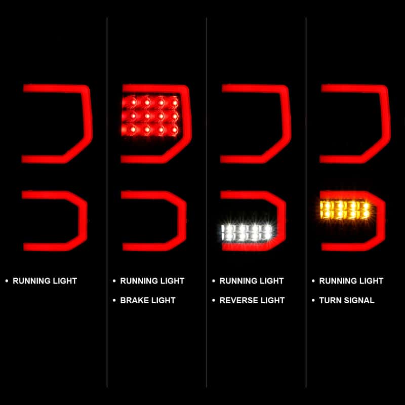 ANZO — ANZO 2007-2013 Toyota Tundra LED Taillights Plank Style Black w/Smoke Lens - view 3