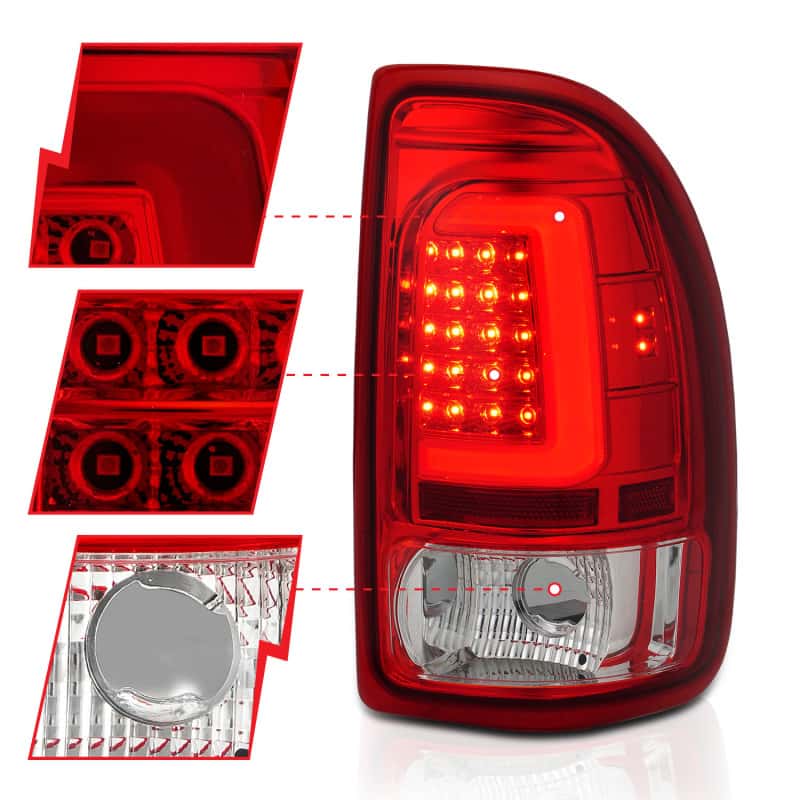ANZO — ANZO 1997-2004 Dodge Dakota LED Taillights Chrome Housing Red Lens Pair - view 9