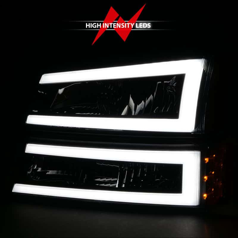 ANZO — ANZO 2003-2006 Chevrolet Silverado 1500 Crystal Headlights w/ Light Bar Black Housing
Head Light Set
HdLtSet - view 6