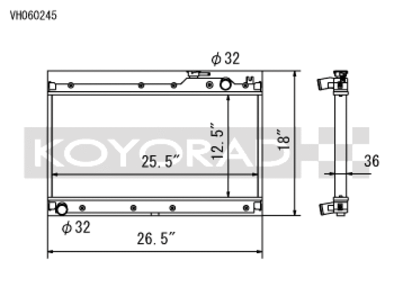 Koyo — Koyo 89-97 Mazda MX-5 Miata 1.6/1.8L (MT) Radiator
Racing Radiator - view 1