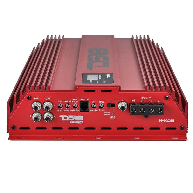 DS18 — DS18 1-Channel Amp 9200 Burst/0.5ohm 5000/1ohm 3500/2ohm 2200/4ohm Watts RMS w/ Voltmeter Red - view 2