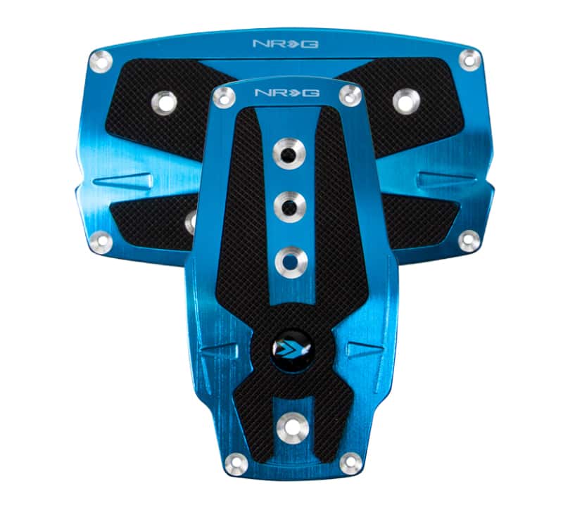 NRG — NRG Brushed Aluminum Sport Pedal A/T - Blue w/Black Rubber Inserts - view 2