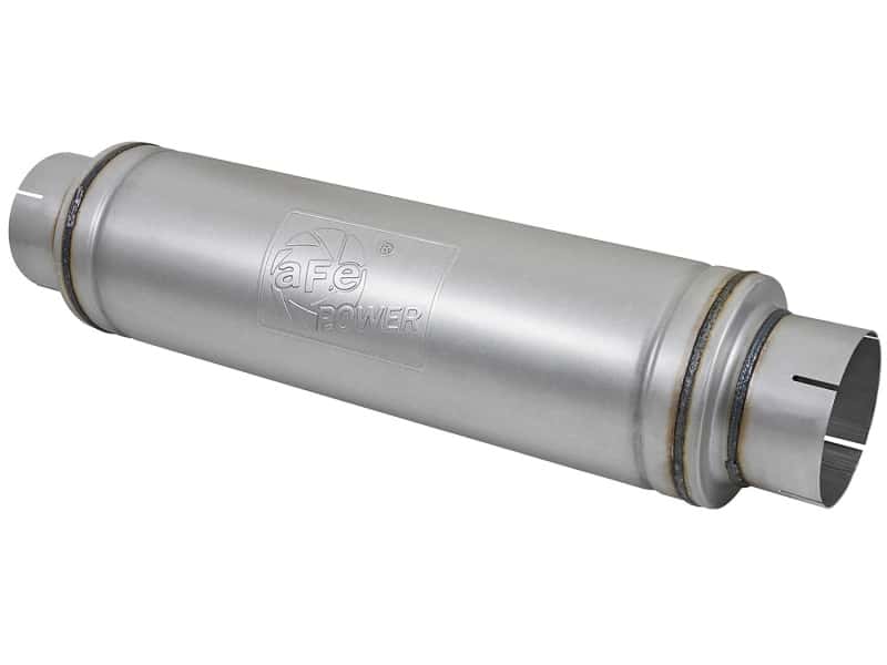 aFe — aFe ATLAS Aluminized Steel Muffler 5in Center/Center 24in L x 7in Diameter - Round Body
Aluminized Muffler - view 1
