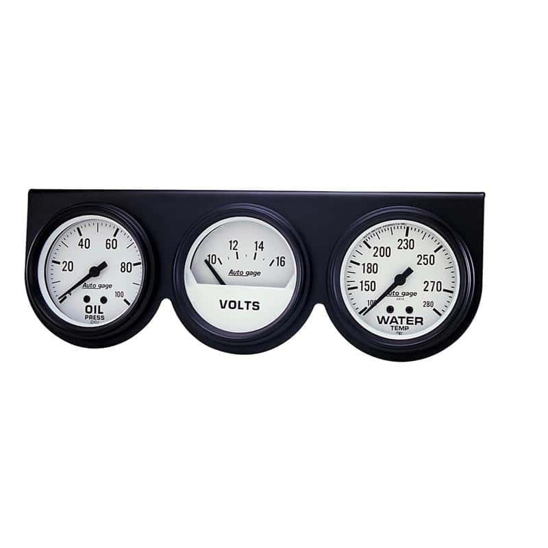 AutoMeter — Autometer AutoGage 2-5/8in 0-100 PSI Oil Press/ 16 Volt / 280 Deg Water Temp
3 GA PNL OP/WT/V BK - view 2