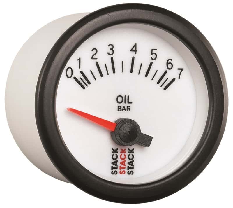 AutoMeter — Autometer Stack 52mm 0-7 Bar M10 Male Electric Oil Pressure Gauge - White
Ga OilP Elec Wt 7Bar - view 5
