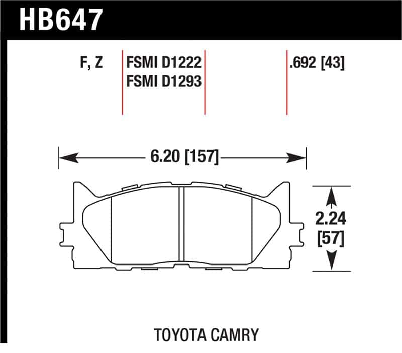 Hawk Performance — Hawk 2013-2014 Lexus ES300h HPS 5.0 Front Brake Pads
Disc Brake Pad - view 1