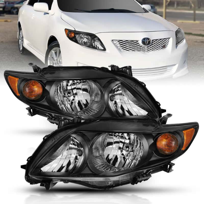 ANZO — ANZO 2009-2010 Toyota Corolla Crystal Headlight Black Amber
Head Light Set - view 1