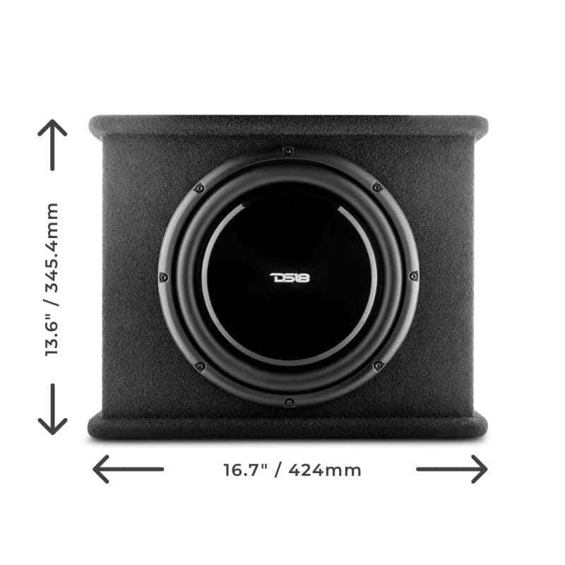 DS18 — DS18 Single 12in Shallow Subwoofer and Enclosure 350 Watts RMS Amplified Sealed Black Carpet - view 5