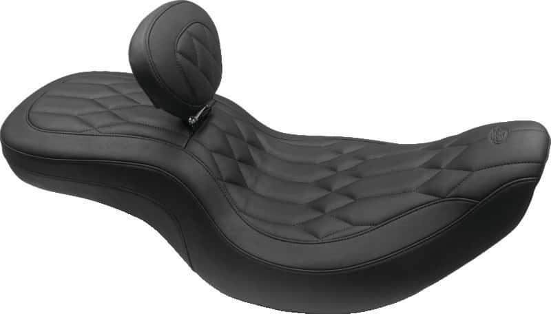 Mustang Motorcycle — Mustang 08-21 Harley FL Touring Driver Backrest Kit Regal w/Black Pearl Studs- Black - view 2