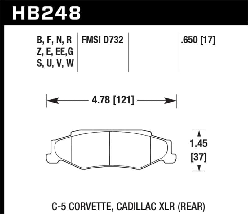 Hawk Performance — Hawk 97-06 Corvette (incl C5 Z06) HPS Street Rear Brake Pads
Disc Brake Pad - view 3