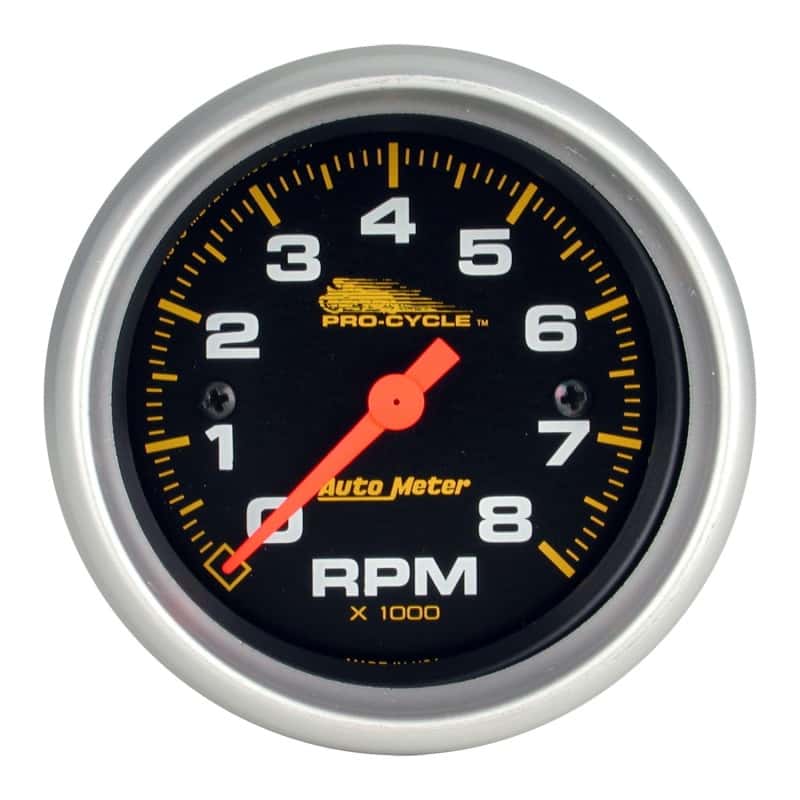 AutoMeter — Autometer Pro-Cycle Gauge Tach 2 5/8in 8K Rpm 2&4 Cylinder Black
2.6" 8KRPM BLK PC - view 2