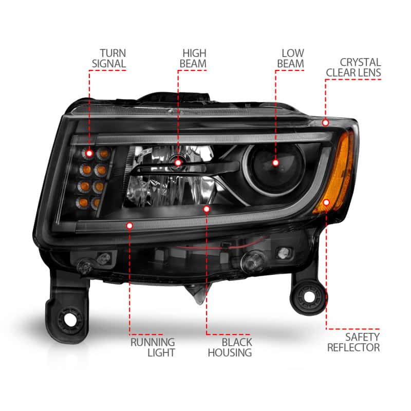 ANZO — ANZO 2014-2015 Jeep Grand Cherokee Projector Headlights w/ Plank Style Design Black
Head Light Set
HdLtSet - view 5