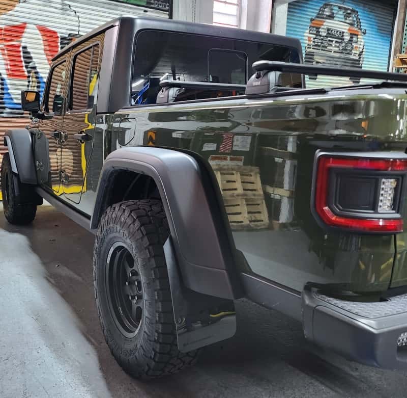 Rally Armor — Rally Armor 19-25 Jeep JT Gladiator (Mojave/Rubicon) Black Mud Flap w/Army Green Logo
Mud Flap - view 9