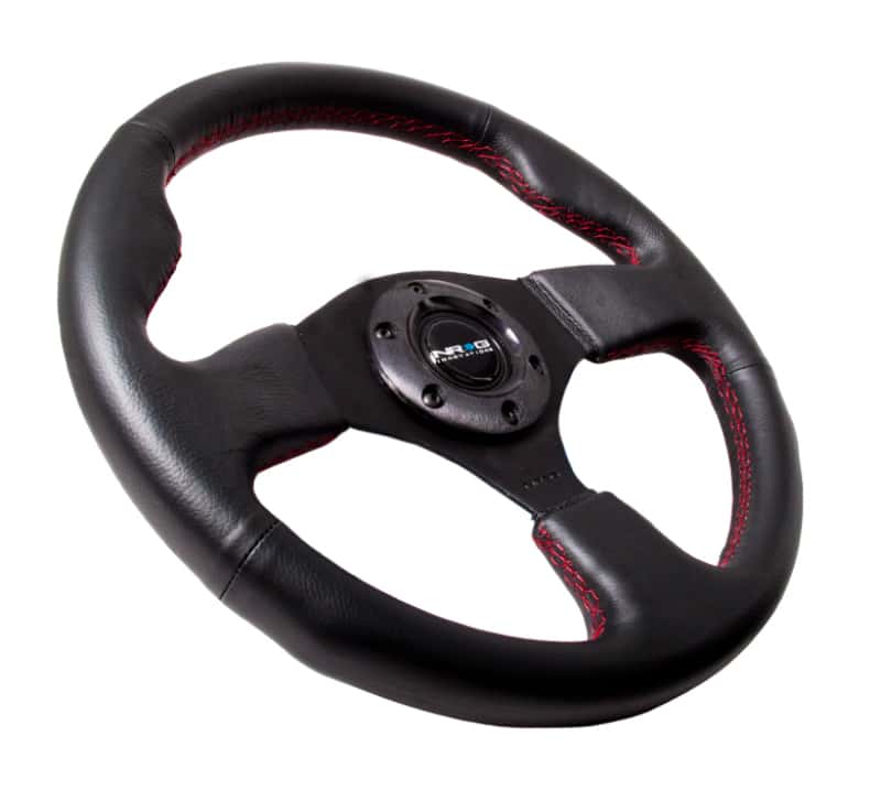 NRG — NRG Reinforced Steering Wheel (320mm) Leather w/Red Stitch - view 2