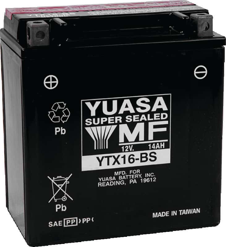 Yuasa Battery — Yuasa YTX16-BS Maintenance Free AGM 12-Volt Battery w/Bottle - view 1