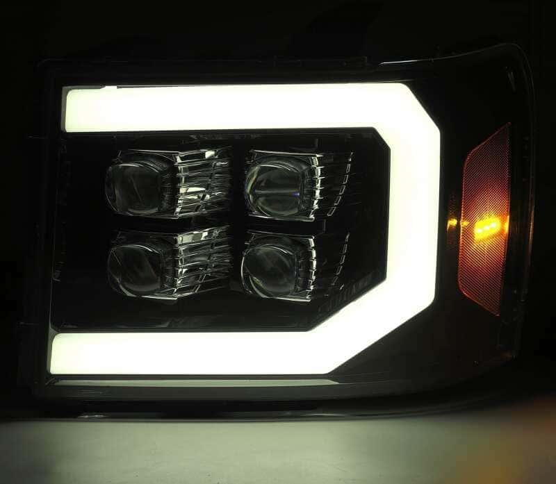 AlphaRex — AlphaRex 07-14 GMC 2500HD NOVA LED Proj Headlight Plank Style Matte Blk w/Activ Light/Seq Signal/DRL
Projector Headlights - view 6