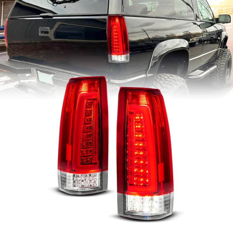 ANZO — ANZO 88-99 Chevy C/K1500/2500/3500 Full LED Light Tube Taillights Chrome Housing Red/Clear Lens
TailLightSet - view 2
