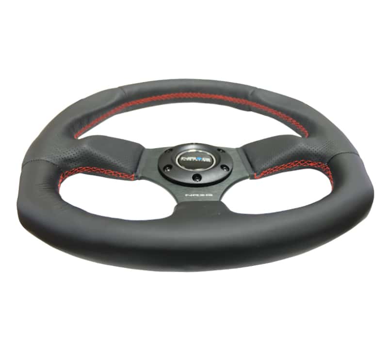 NRG — NRG Reinforced Steering Wheel (320mm Horizontal / 330mm Vertical) Leather w/Red Stitching - view 3