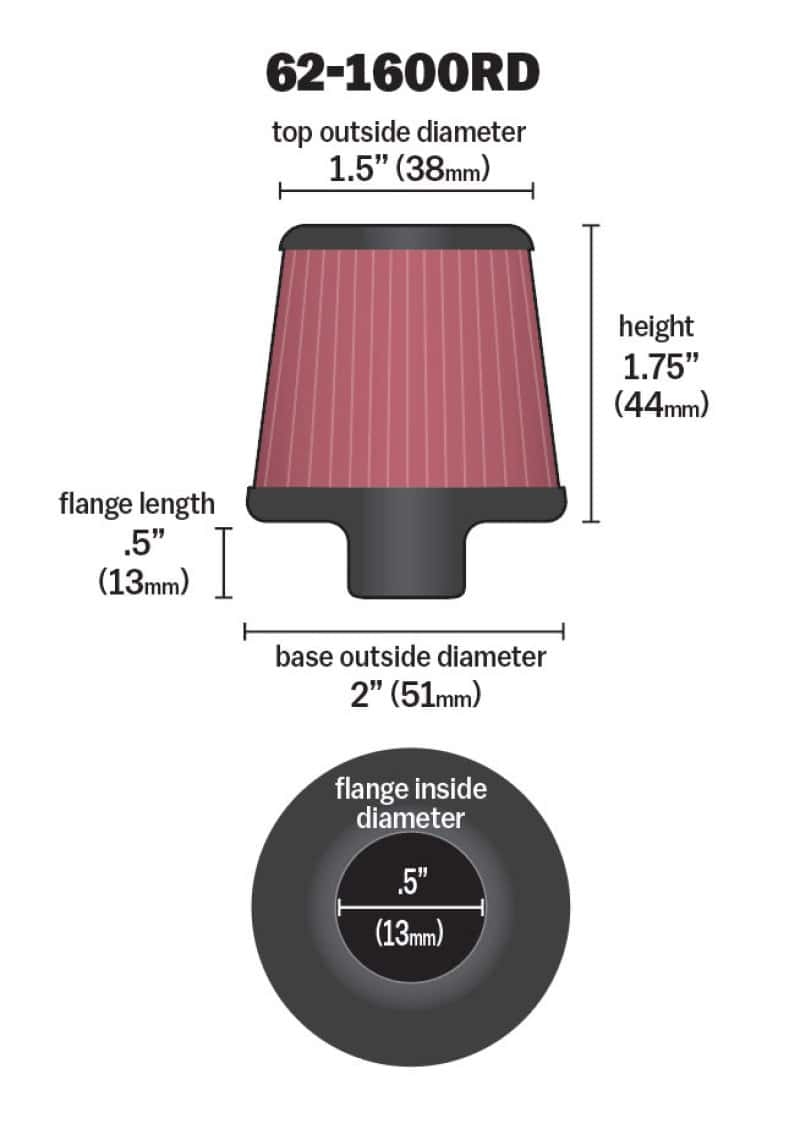 K&N Engineering — K&N 2in Base OD x .375in Flange ID x 1.75in H Rubber Base Crankcase Vent Filter
Vent Air Filter/Brea
Vent Air Filter - view 11