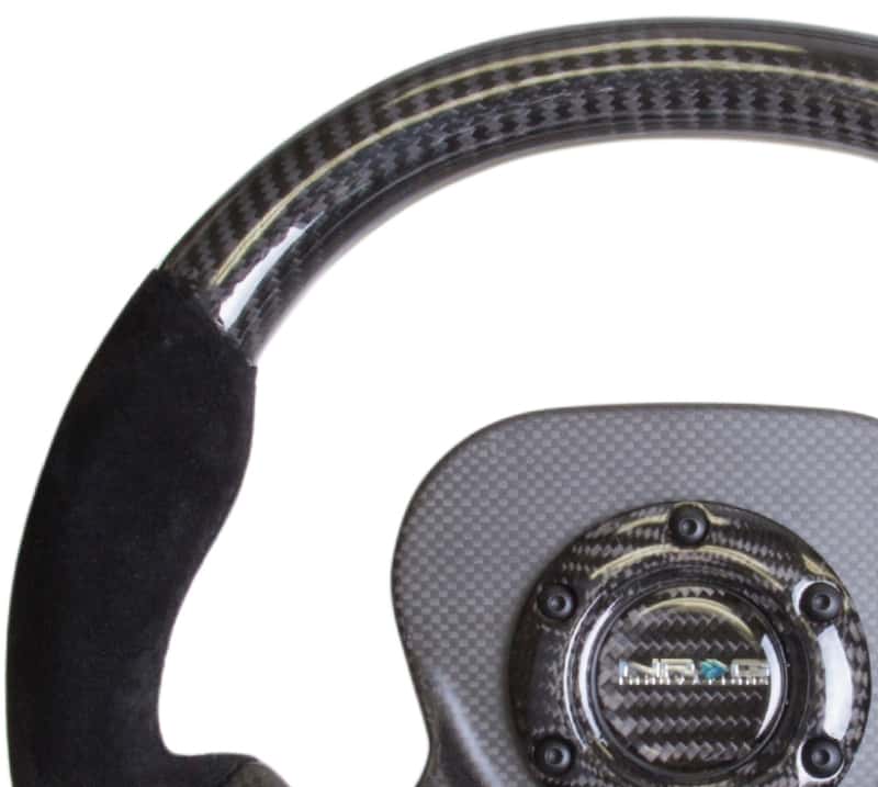 NRG — NRG Carbon Fiber Steering Wheel (320mm) CF Center Plate & Two-Tone Carbon w/Suede Trim Handles - view 3