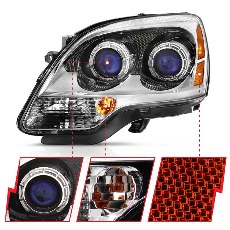 ANZO — ANZO 2007-2008 GMC Acadia Crystal Headlight Chrome Amber(OE)
Head Light Set - view 8