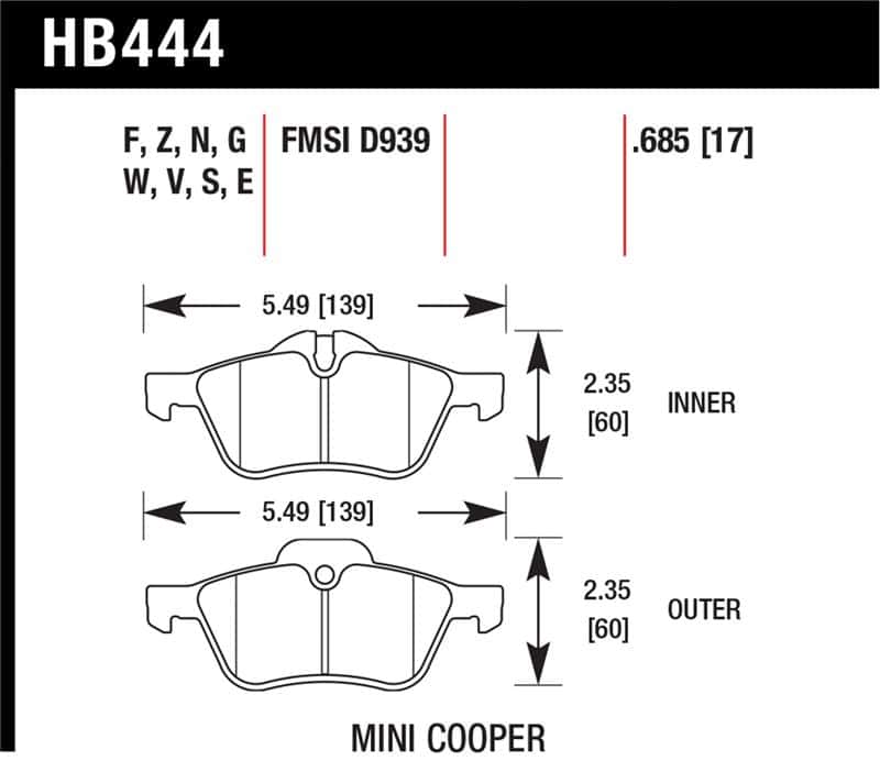 Hawk Performance — Hawk 02-06 Mini Cooper / Cooper S HPS Street Front Brake Pads
Disc Brake Pad - view 1
