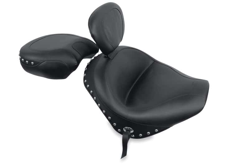 Mustang Motorcycle — Mustang 02-09 Honda VTX1300 Retro, S ,T Wide Touring 2PC Seat w/Driver Backrest Studs - Black - view 1