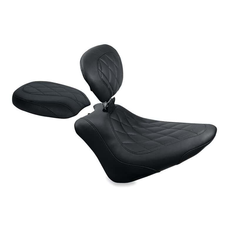 Mustang Motorcycle — Mustang 11-13 Harley Blackline,12-17 Slim/Slim S Wide Touring Solo Seat w/DBR Diamond - Black - view 2