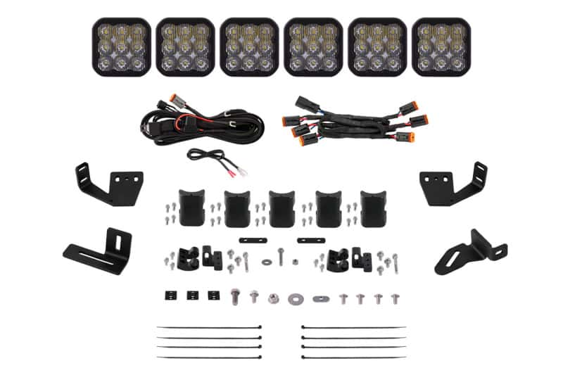 Diode Dynamics — Diode Dynamics Prinsu/Sherpa Roof Rack SS5 6-Pod CrossLink Mounting Kit - Sport White Driving - view 1