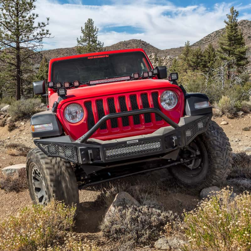 Go Rhino — Go Rhino 07-20 Jeep Wrangler JL/JLU/JK/JKU/Gladiator JT Rockline Full Width Bumper w/ Overrider
Rockline Bumper (F) - view 7