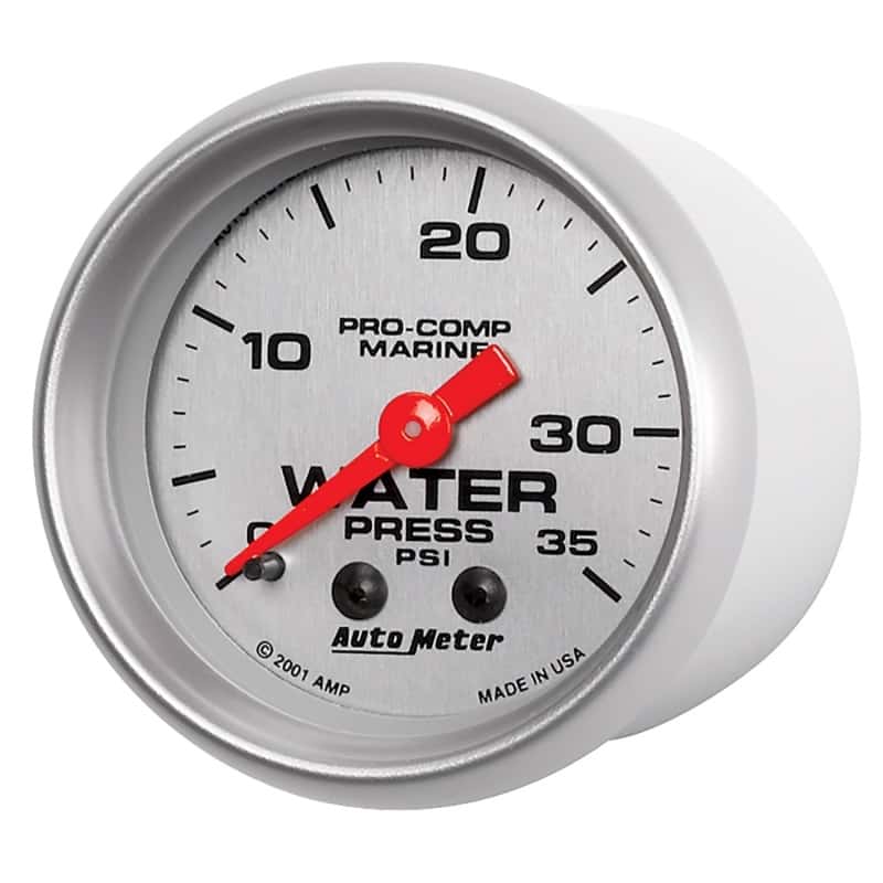 AutoMeter — Autometer Marine Silver 2-1/16in 35 PSI Mechanical Water Pressure Gauge
GA 2" WP 35PSI M MS - view 5