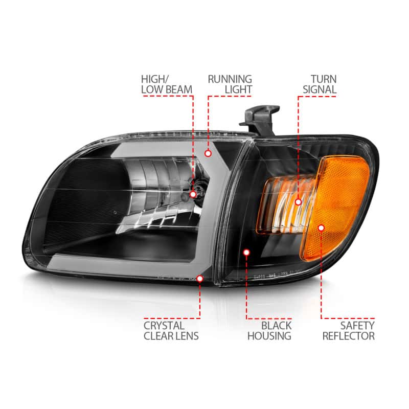 ANZO — ANZO 00-04 Toyota Tundra (Fits Reg/Acc Cab Only) Crystal Headlights w/Light Bar Black w/Corner Light
Head Light Set
HdLtSet - view 10