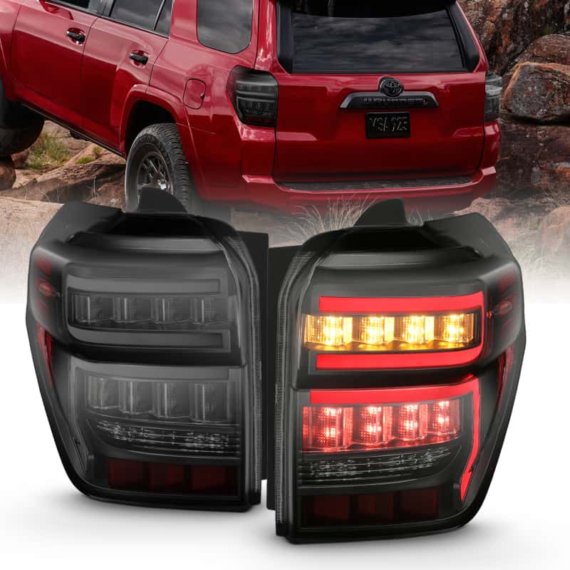 ANZO — ANZO 2014-2020 Toyota 4Runner T.L Black Housing Smoke Lens Red Light Bar W/Sequential
Tail Light Set - view 1