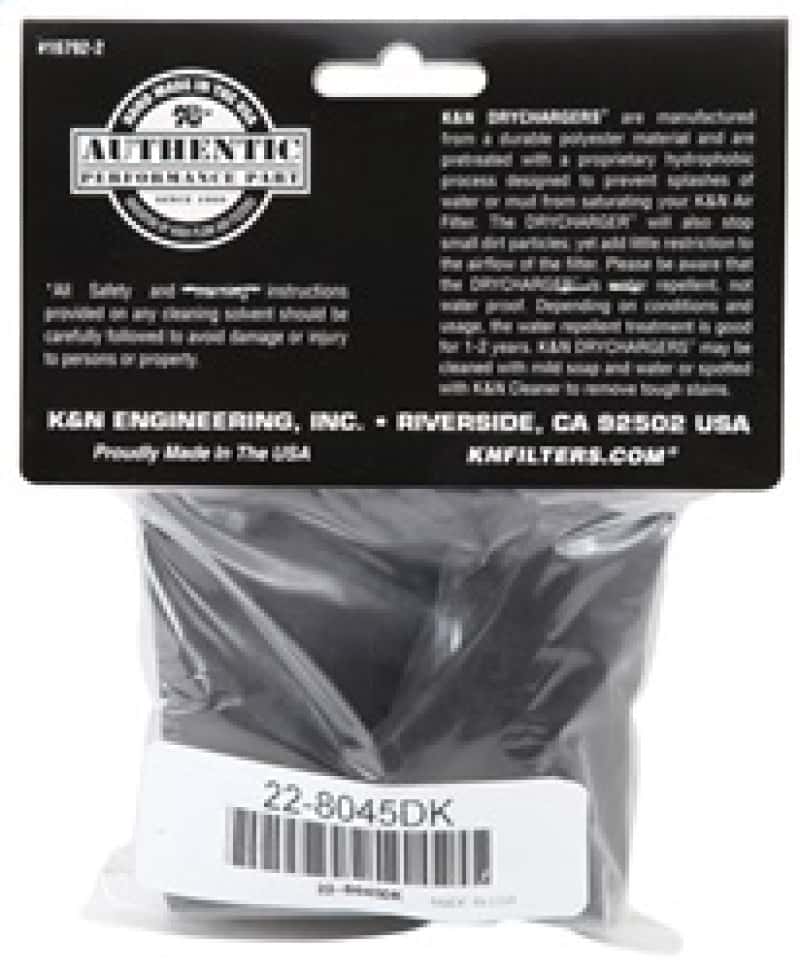 K&N Engineering — K&N 6in ID x 6inH Closed Top Black Drycharger Air Filter Wrap - view 4