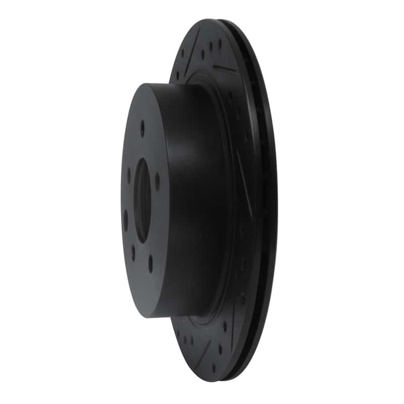 R1 Concepts — R1 93-01 Infiniti Q45 Rear Left Drilled & Slotted Black Brake Rotor
R1 Brake Rotor Drill - view 2
