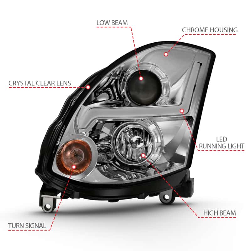 ANZO — ANZO 2003-2007 Infiniti G35 Projector Headlight Plank Style Black (HID Compatible, No HID Kit )
Head Light Set
HdLtSet - view 7