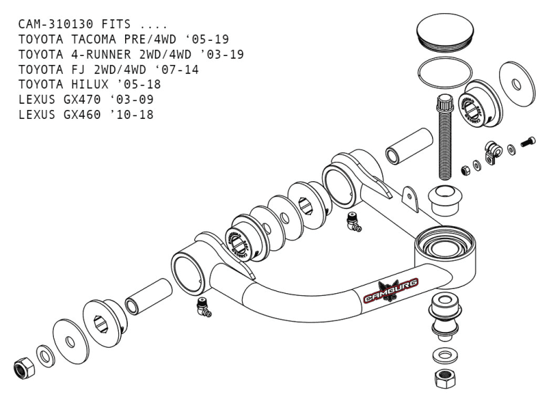 Camburg — Camburg Toyota Tacoma Pre/4WD 05-23 / 4-Runner 03-23 / FJ 07-14 1.25in Uniball Upper Arms w/ covers
Control Arm Kit - view 2