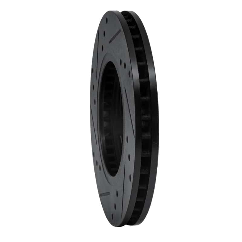 R1 Concepts — R1 85-12 Nissan D21 Pickup RWD (4 Cyl Excl HD) Front Right Drilled & Slotted Black Brake Rotor
R1 Brake Rotor Drill - view 4