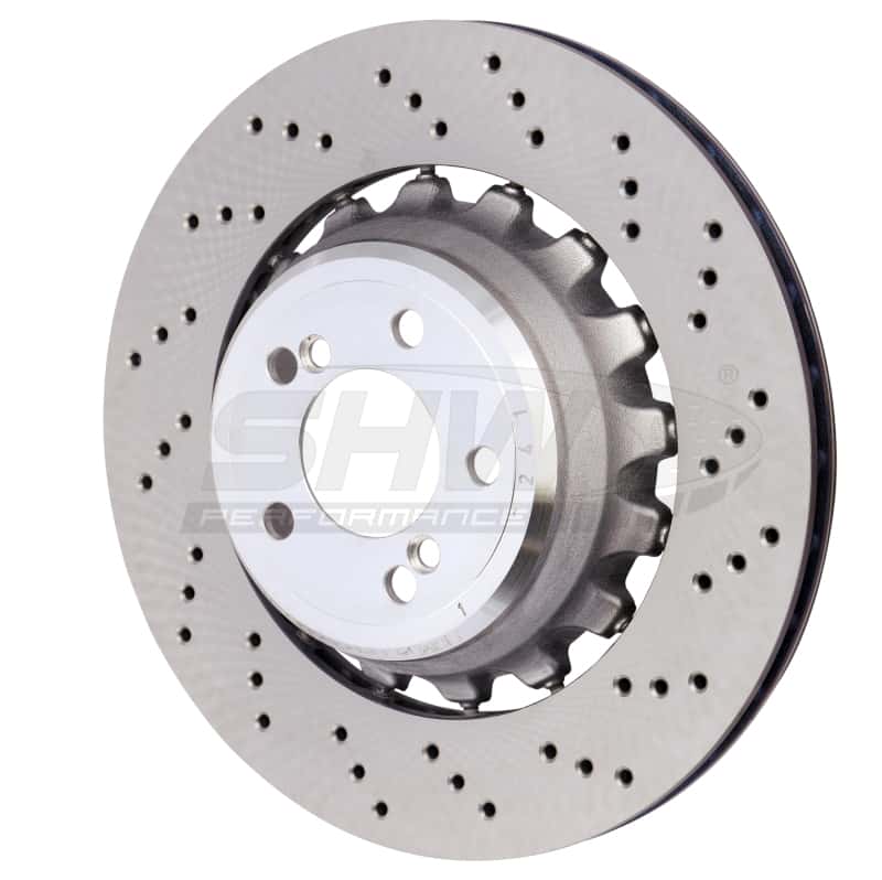 SHW Performance — SHW 15-18 BMW X5 M 4.4L Right Rear Cross-Drilled Lightweight Brake Rotor (34212284904) - view 2