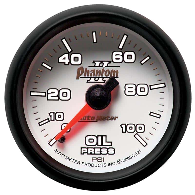 AutoMeter — Autometer Phantom II 52.4mm Mechanical 0-100psi Oil Pressure Gauge
2-1/16" OIL PRESS, 0 - view 3