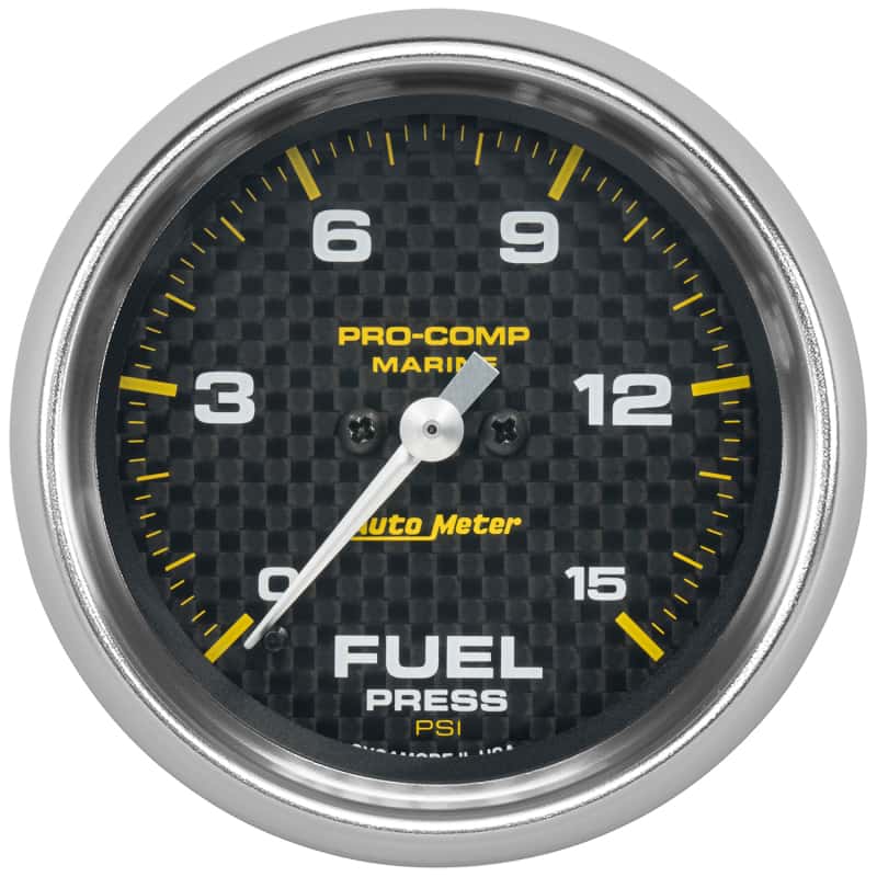 AutoMeter — Autometer Marine Carbon Fiber 2-5/8in 15 PSI Digital Stepper Motor Fuel Pressure Gauge
GA 2.6" FP 15PSI MCF - view 1