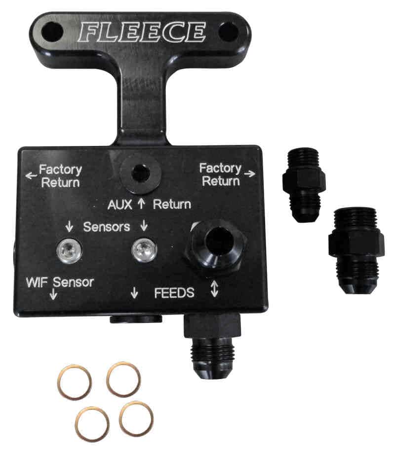 Fleece Performance — Fleece Performance 03-07 Dodge 5.9L / 07.5-09 6.7L Cummins 3rd Gen Fuel Distribution Block
Fuel Ln Junc. Block - view 2