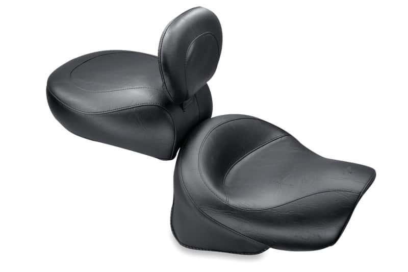 Mustang Motorcycle — Mustang 00-08 Kawasaki Classic FI, Nomad FI Vintage 2PC Seat w/Driver Backrest - Black - view 1