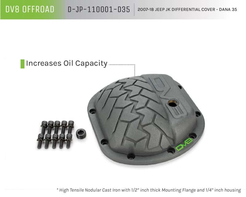 DV8 Offroad — DV8 Offroad HD Dana 35 Diff Cover Cast Iron Gray Powdercoat - view 5