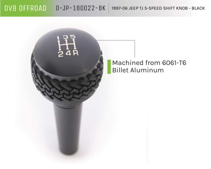 DV8 Offroad — DV8 Offroad 1997-06 Jeep TJ 5-Speed Shift Knob And Lever Black
Shift Knob - view 2
