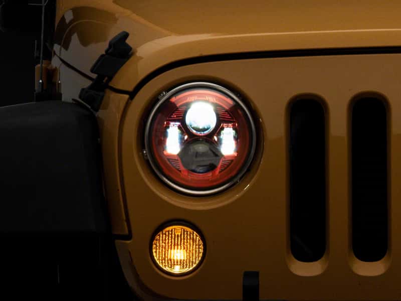 Raxiom — Raxiom 07-18 Jeep Wrangler JK 7-In LED Headlights- Red Housing- Clear Lens
Headlights - view 1
