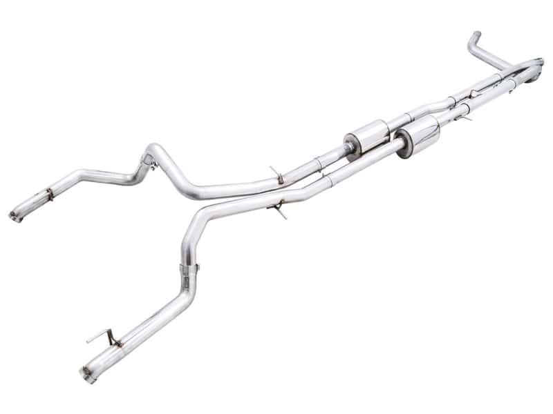 AWE Tuning — AWE Tuning 22-23 GMC Sierra 1500 AT4X 6.2L 0FG Catback Split Dual (Flat Bumper) - Bashguard(No Tips)
0FG Catback - view 1