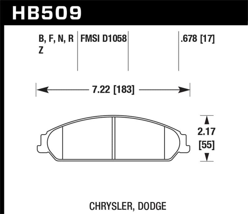 Hawk Performance — Hawk 05 Chrysler 300C w/ Perf. and HD Suspension HPS Street Front Brake Pads
Disc Brake Pad - view 2